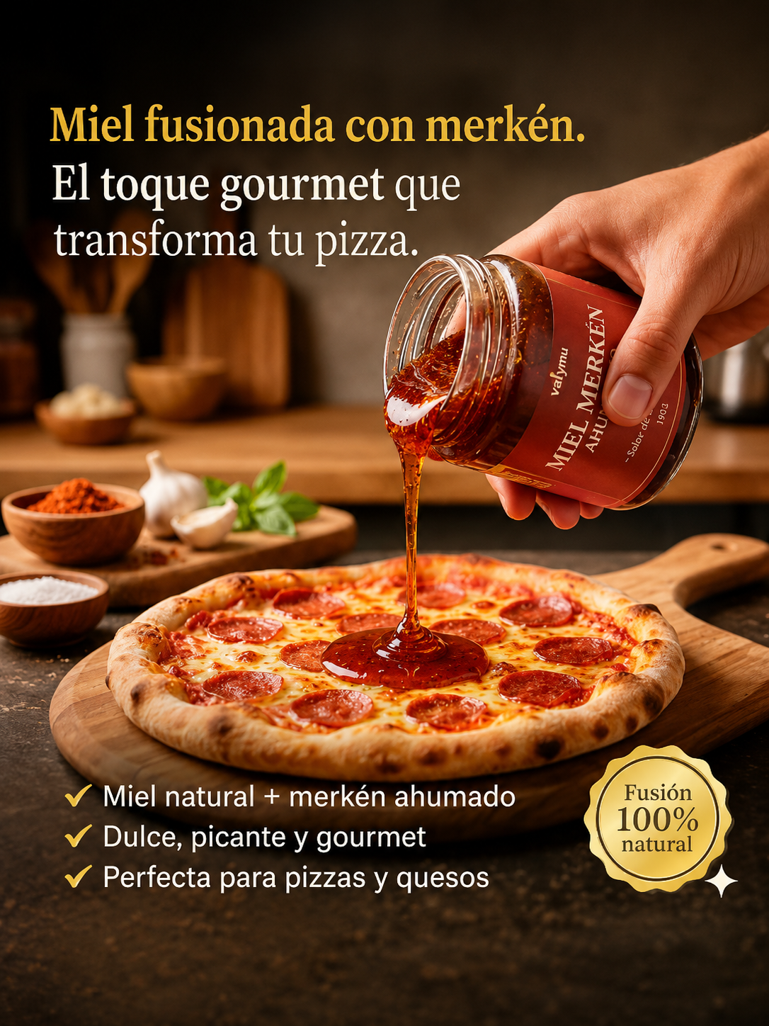 Miel Gourmet con Merkén ahumado Valymu 🍯🔥