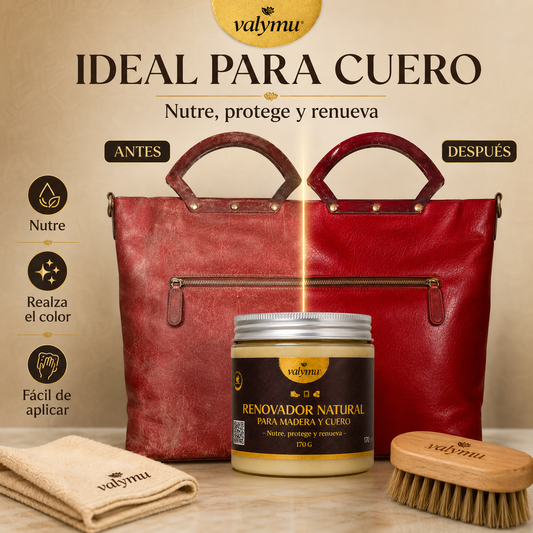 Renovador con cera de abeja usado en cartera de cuero rojo