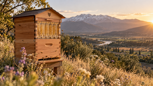 Colmena Flow Hive instalada en Chile, con el Flow Super sobre la cámara de cría