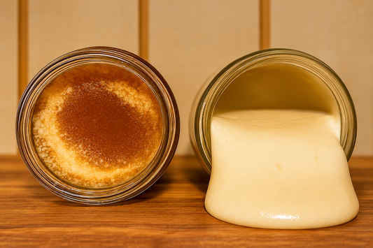 Comparación entre miel cristalizada y miel cremada Valymu