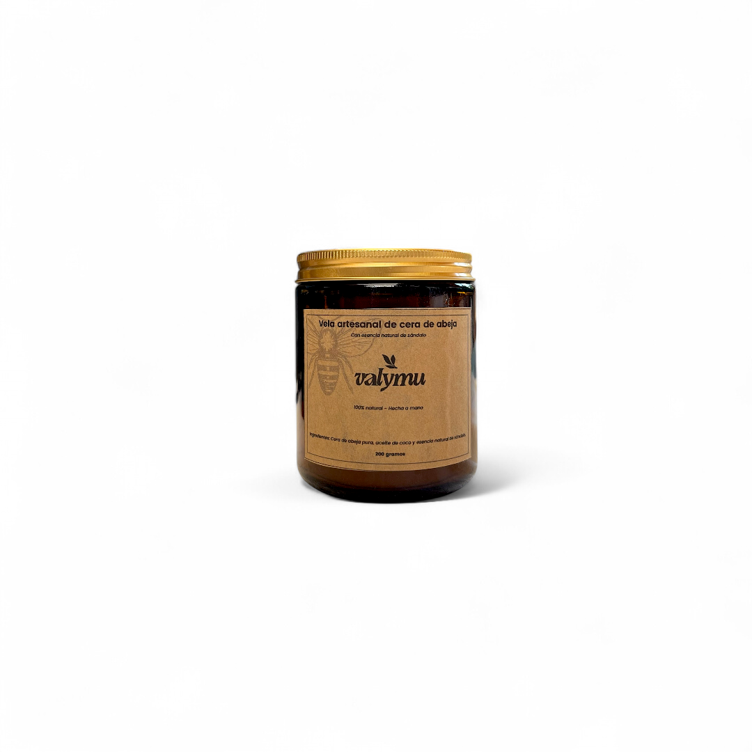 Vela de Cera de Abeja (200g) en Frasco de Vidrio – Luz Natural y Ambiente Puro