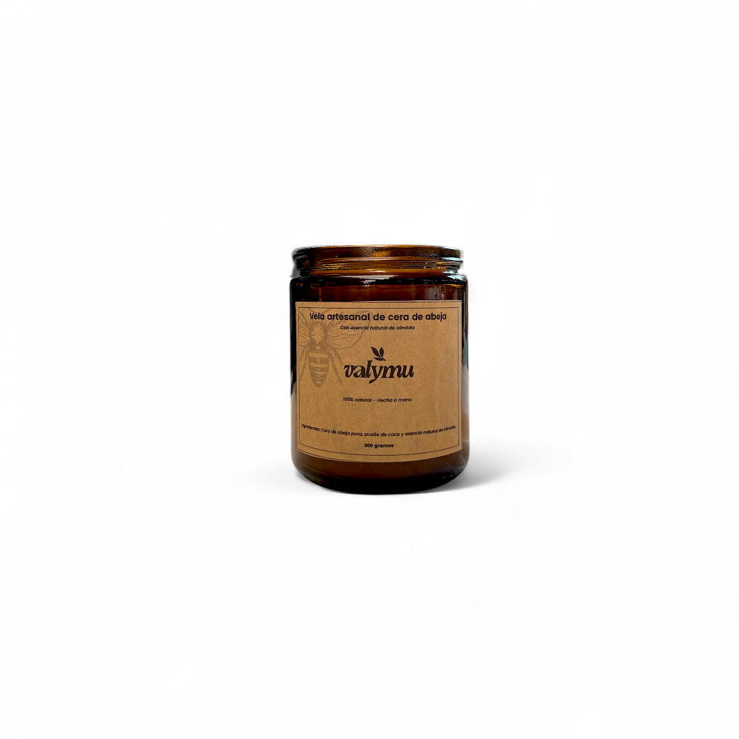 Vela de Cera de Abeja (200g) en Frasco de Vidrio – Luz Natural y Ambiente Puro