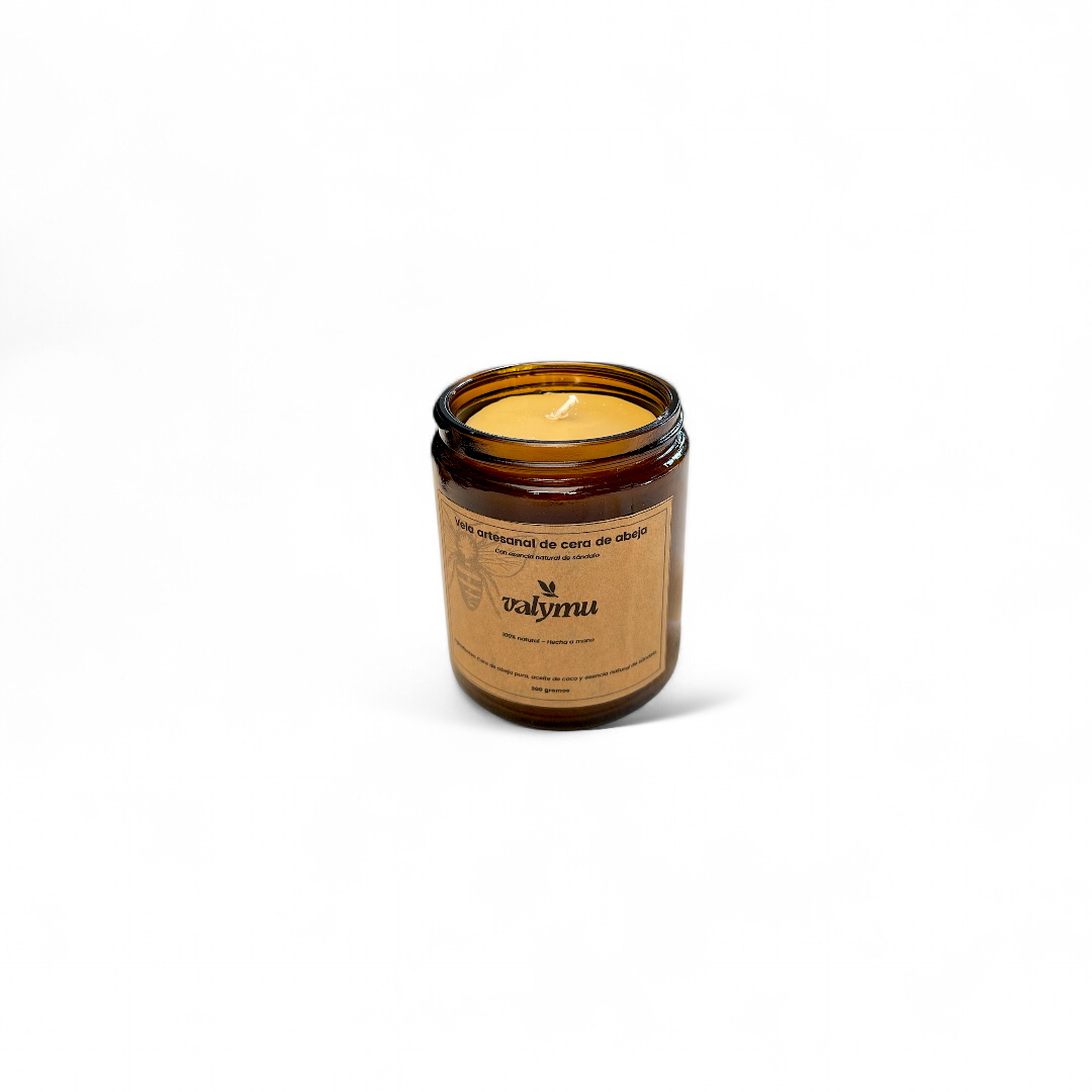 Vela de Cera de Abeja (200g) en Frasco de Vidrio – Luz Natural y Ambiente Puro