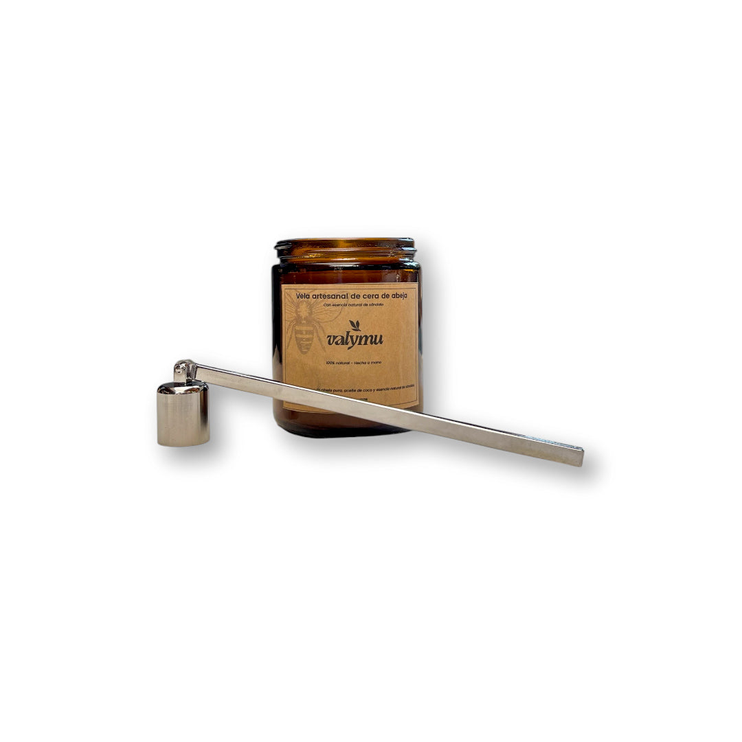 Pack Vela de Cera de Abeja (200g) + Apaga Velas Plateado – Oferta Especial
