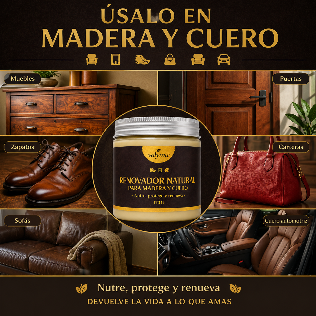 Usos del renovador con cera de abeja en madera y cuero
