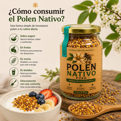 Polen Nativo Puro (80g) | Polen de Abeja Natural del Bosque Nativo 🐝🌿