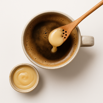 Miel Cremada de Quillay Valymu acompañando un café