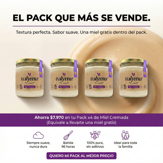 Pack Ahorro x4 Miel Cremada de Quillay (500g c/u) - Textura Mousse