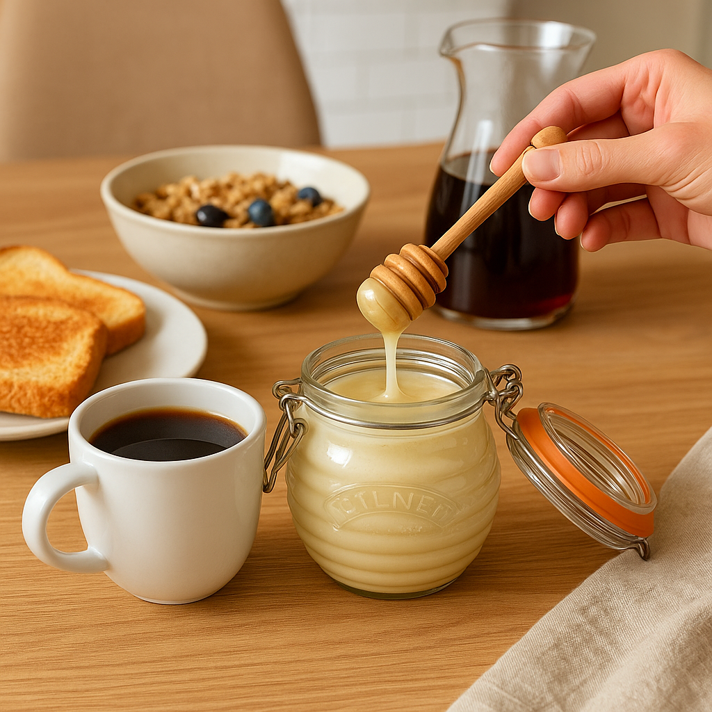 Mielero Kilner + Cuchara (Edición Especial) con Miel Cremada de Quillay – 400 g