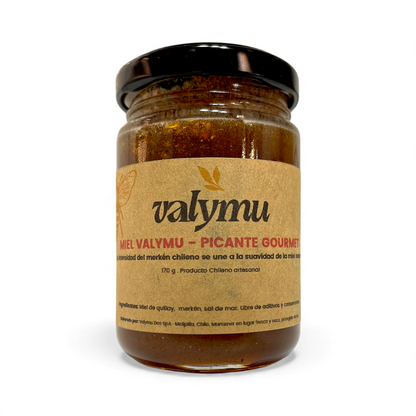 Miel picante Valymu con merkén artesanal en frasco de 170 g