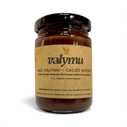 Miel con cacao natural Valymu en frasco de 170 g