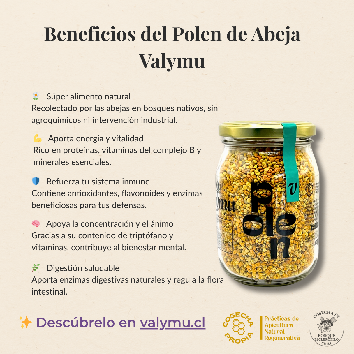 Polen Nativo Puro (250g) | Superalimento Energético en Envase de Vidrio