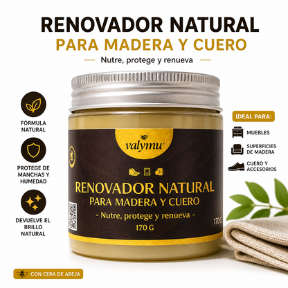 Renovador de Muebles, Madera y Cuero Valymu - Cera de Abeja Natural (170g)