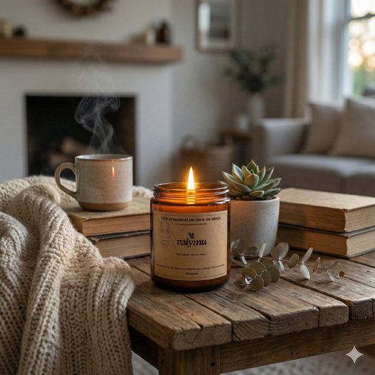 Vela de Cera de Abeja en Frasco (200g) - Luz Cálida y Purificante