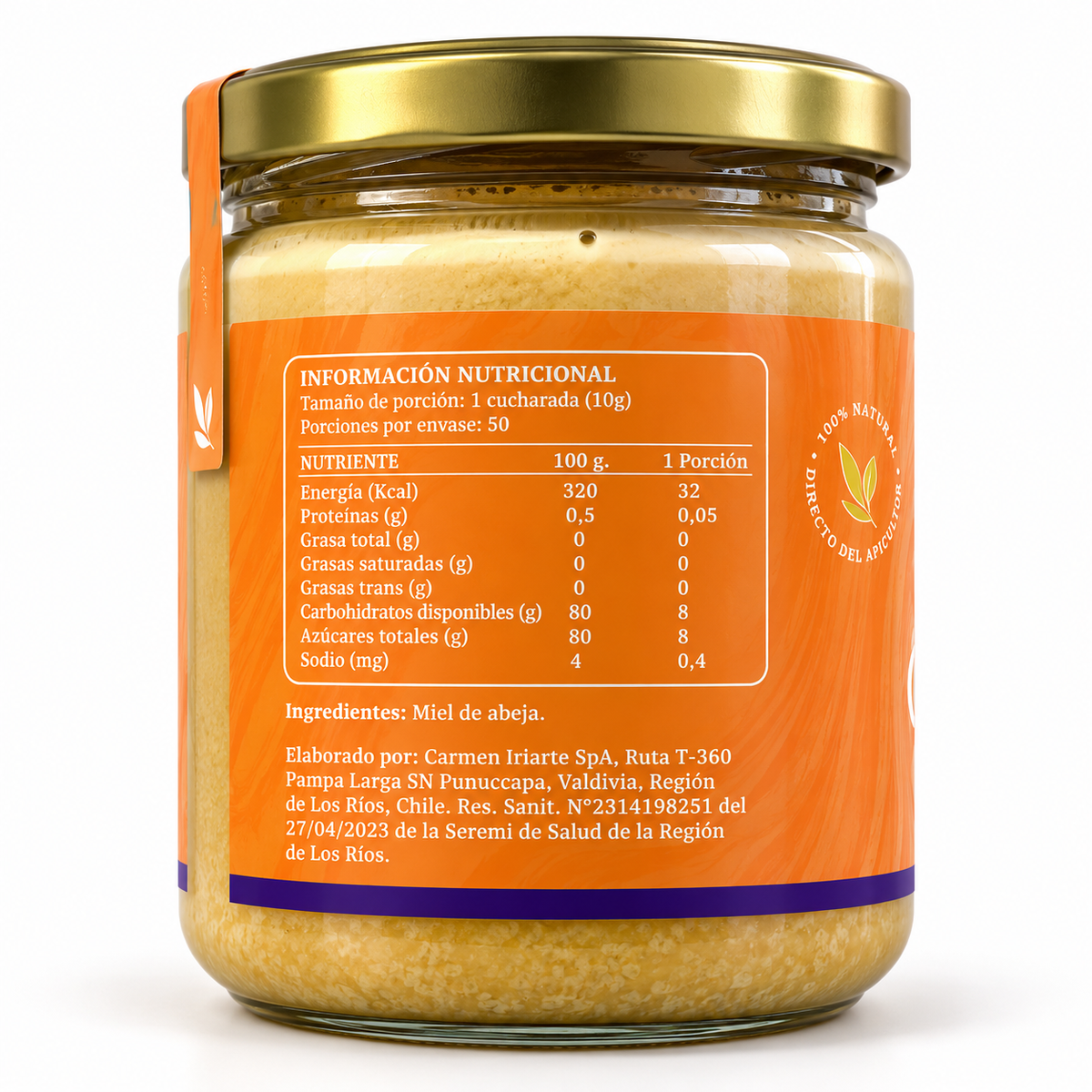 Etiqueta de la Miel Cremada de Quillay Valymu 500 g, vista 2