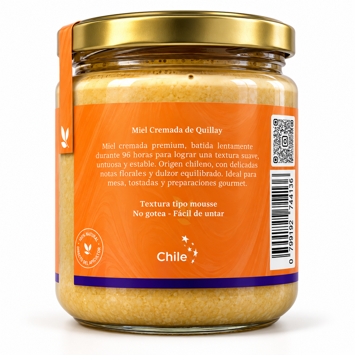 Etiqueta de la Miel Cremada de Quillay Valymu 500 g, vista 3