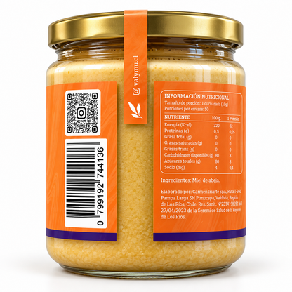 Etiqueta de la Miel Cremada de Quillay Valymu 500 g, vista 4