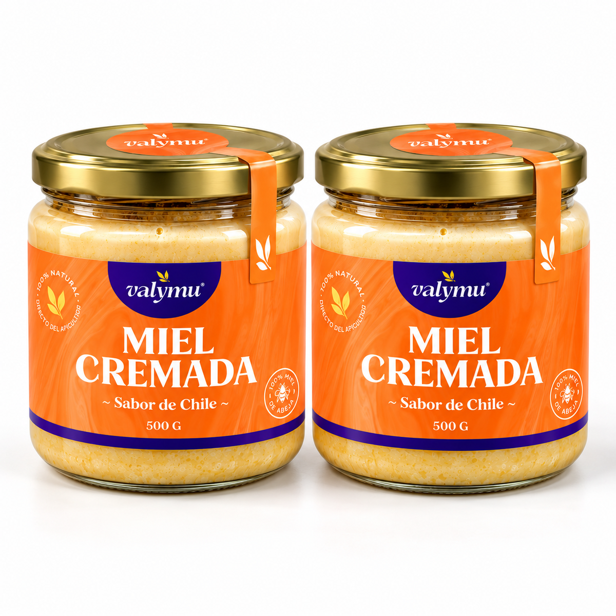 Pack x2 de Miel Cremada de Quillay Valymu, dos frascos de 500 g con la nueva etiqueta